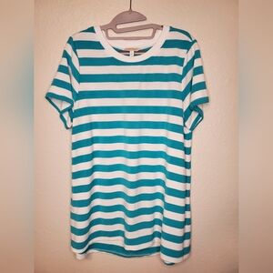crown & ivy Teal and White Striped Tunic